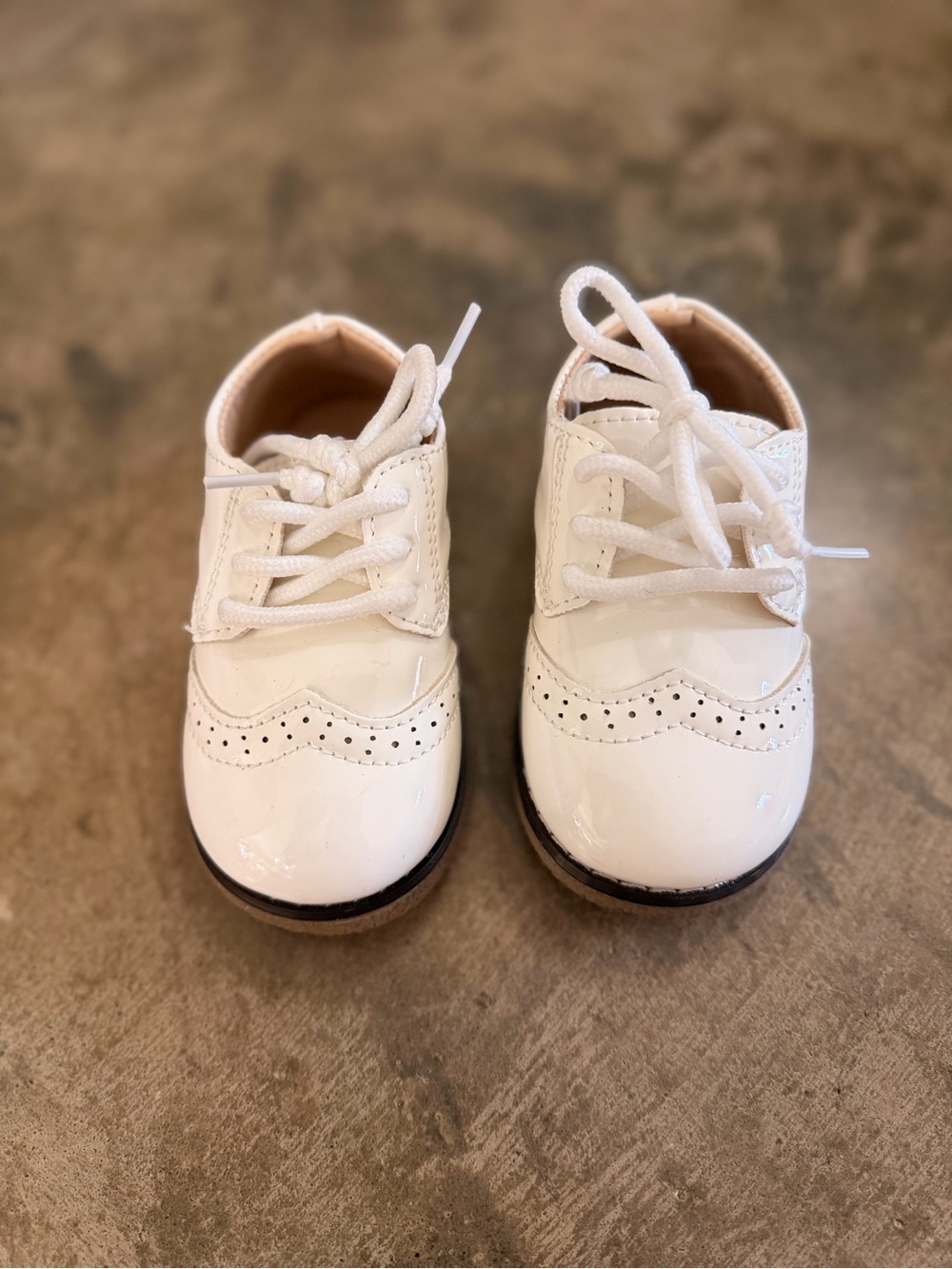 Meckior White Patent Wingtip Oxford Dress Shoes Toddler Size 6 EU 22